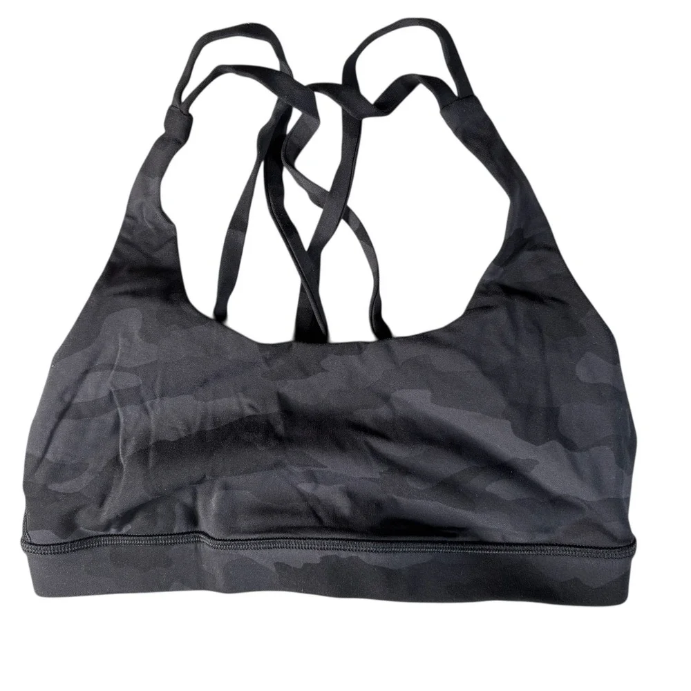 Lululemon Free To Be Serene Bra 6 Heritage‎ 365 Camo Deep Coal Multi Black Gray